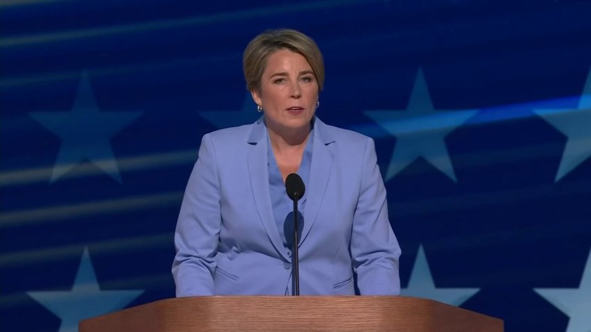 Massachusetts Gov. Maura Healey at DNC podium